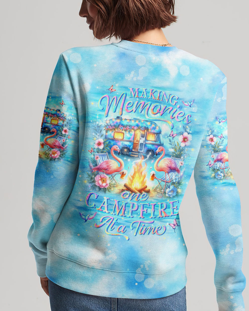 MAKING MEMORIES ONE CAMPFIRE AT A TIME FLAMINGO ALL OVER PRINT - YHLN1005243