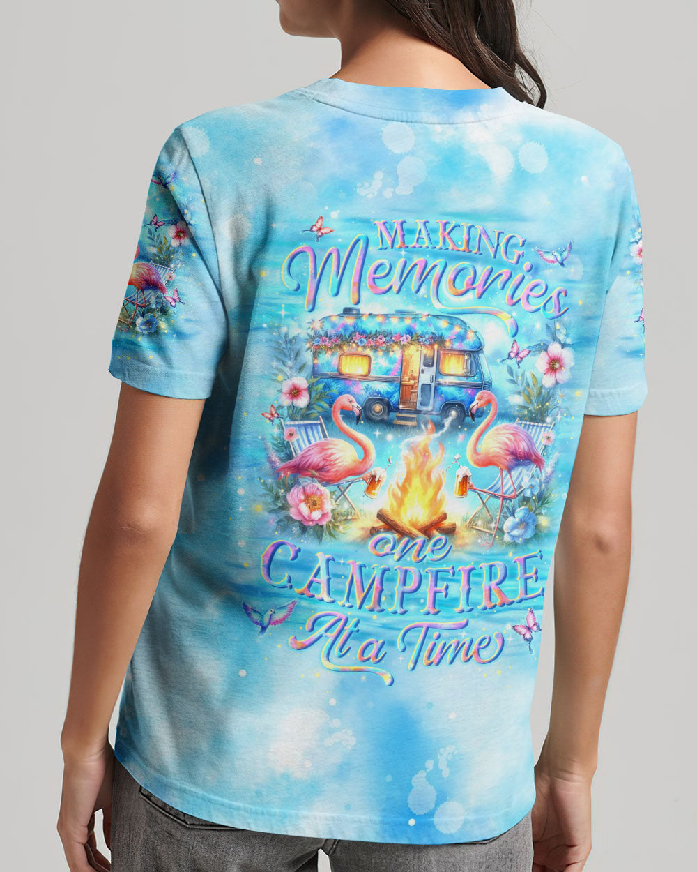 MAKING MEMORIES ONE CAMPFIRE AT A TIME FLAMINGO ALL OVER PRINT - YHLN1005243