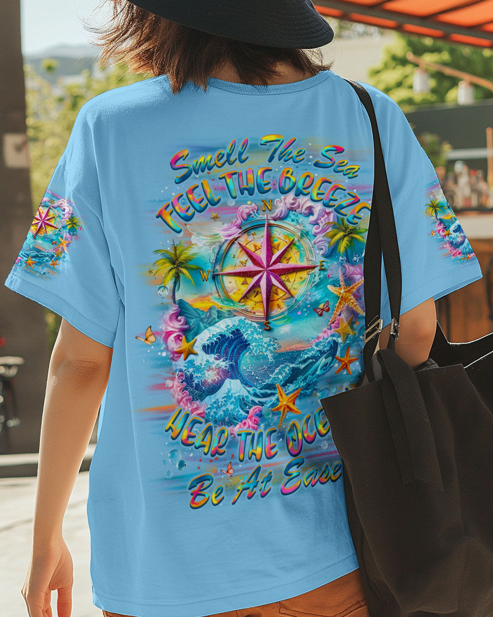 SMELL THE SEA FEEL THE BREEZE COMPASS ALL OVER PRINT - YHLT1004253