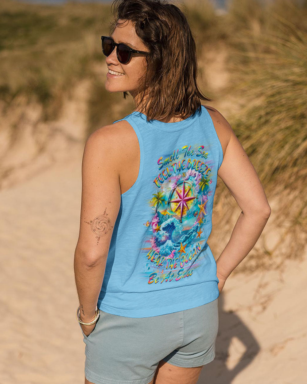 SMELL THE SEA FEEL THE BREEZE COMPASS ALL OVER PRINT - YHLT1004253