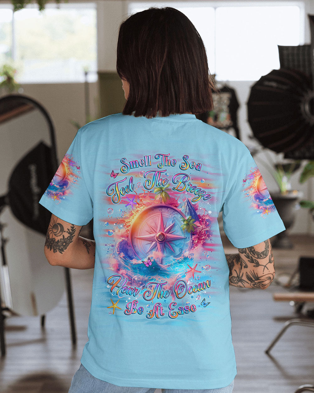 SMELL THE SEA FEEL THE BREEZE COMPASS ALL OVER PRINT - YHLT2703252