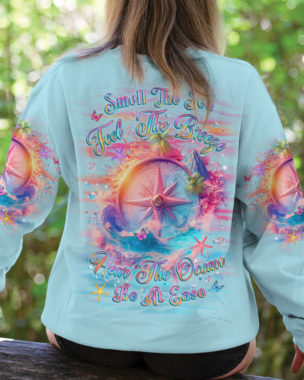 SMELL THE SEA FEEL THE BREEZE COMPASS ALL OVER PRINT - YHLT2703252
