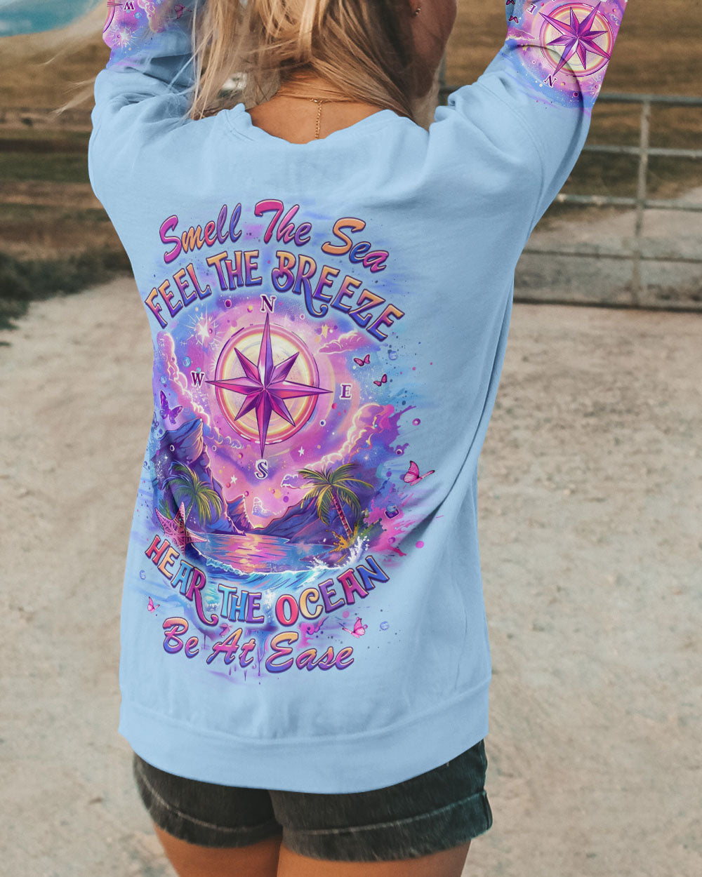 SMELL THE SEA FEEL THE BREEZE COMPASS ALL OVER PRINT - YHLT2803253