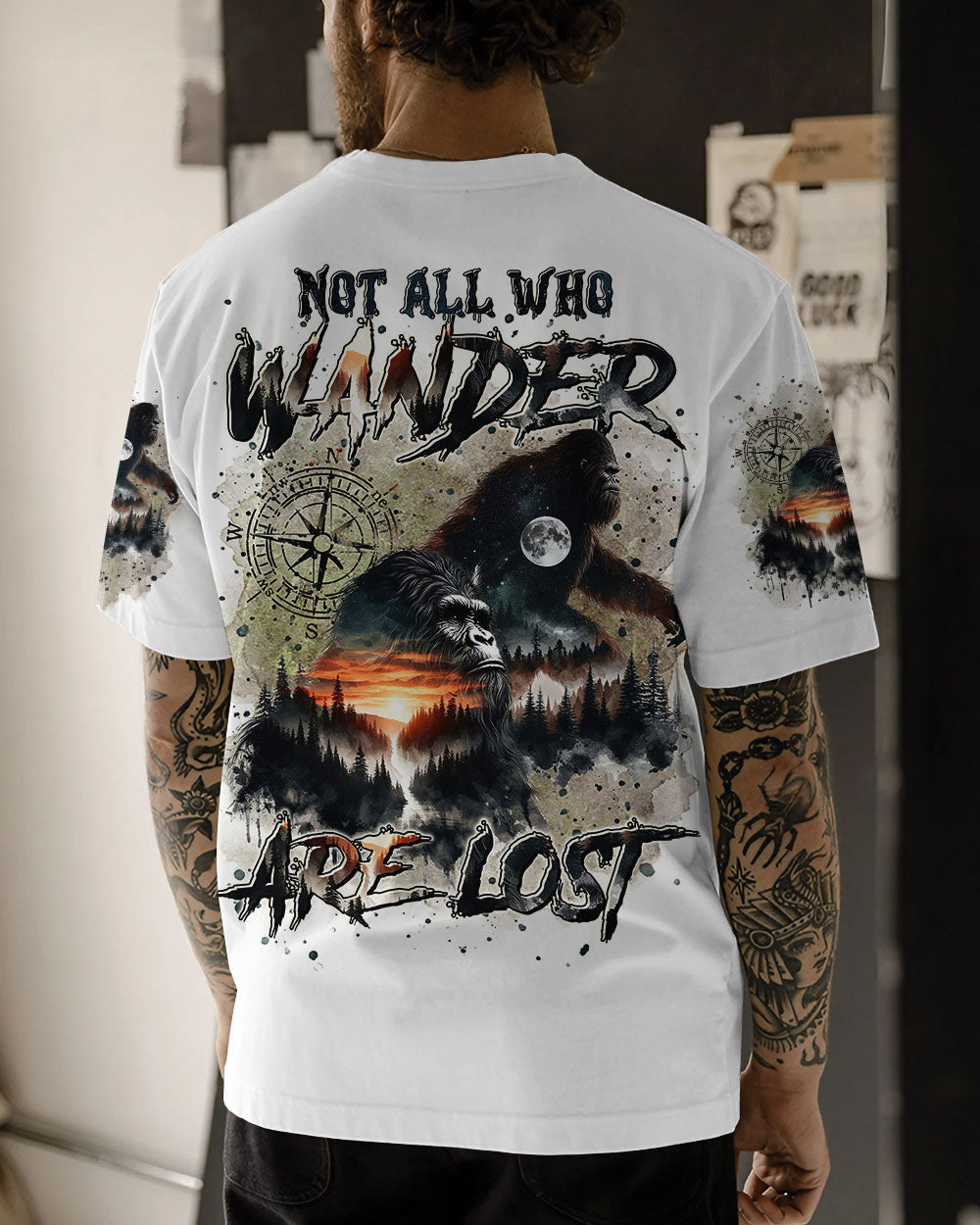 NOT ALL WHO WANDER ARE LOST BIGFOOT COMPASS ALL OVER PRINT - TLTR0211244