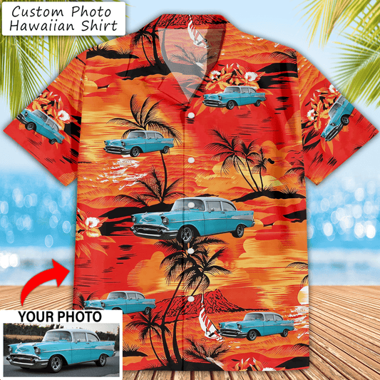 Bluejose Personalized Classic Car Hawaiian Shirt, Custom Photo Aloha Shirt gift for Car guys