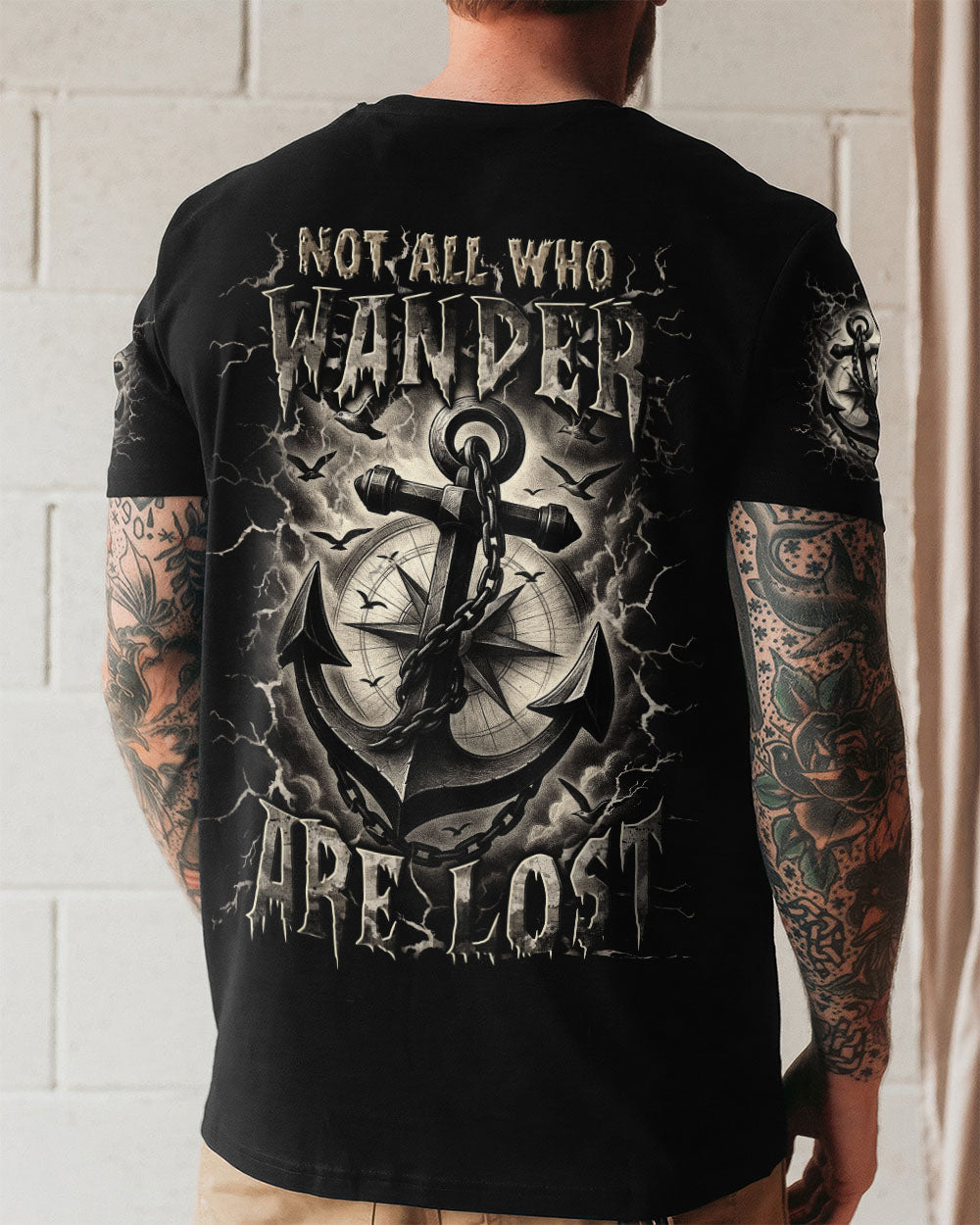 NOT ALL WHO WANDER ARE LOST ANCHOR COMPASS ALL OVER PRINT - YHLN2706254