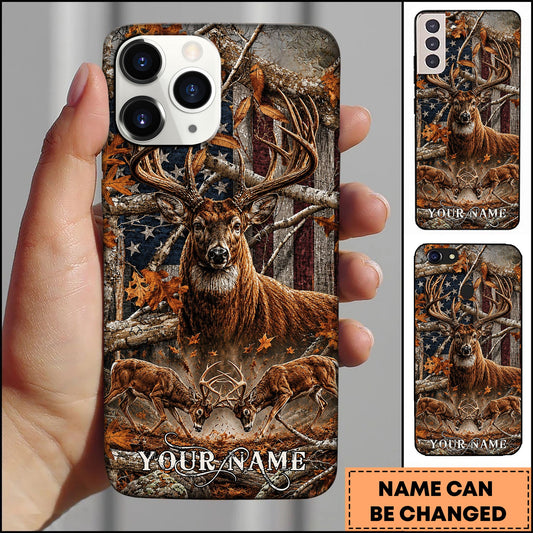 BlueJose Hunting Deer American Flag Woodland Personalized 3D Phone Case