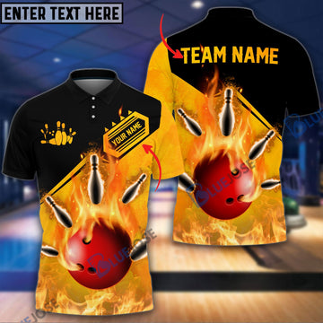BlueJose Bowling And Pins Fire Personalized Name Team Name 3D Shirt