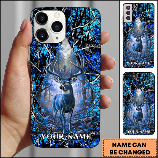 BlueJose Buck Deer Hunter Forest Triangle Art Personalized Name 3D Phone Case (5 Colors)