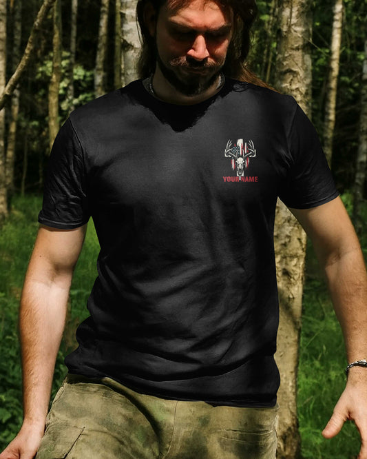 BlueJoseHunting Run Through My Veins But Jesus Leads My Way Shirt, Personalized Hunting 3D Shirt