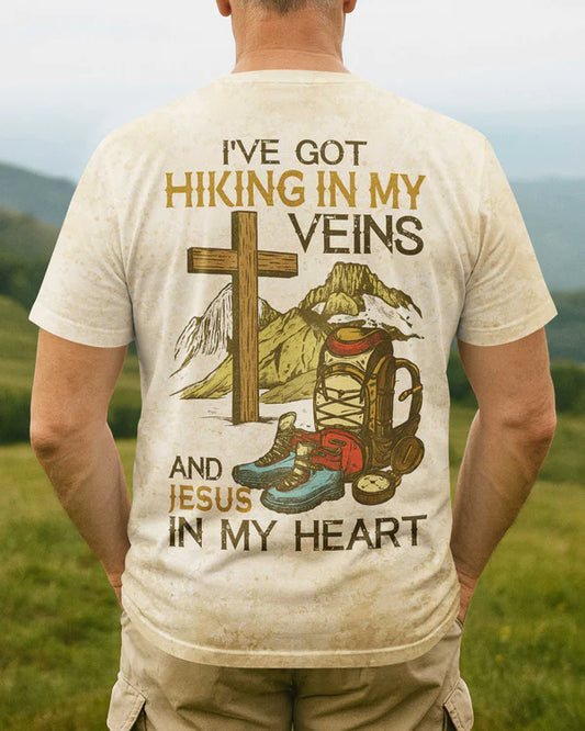 BlueJose I've Got Hiking In My Veins Personalized Hiking 3D Shirt - Sand