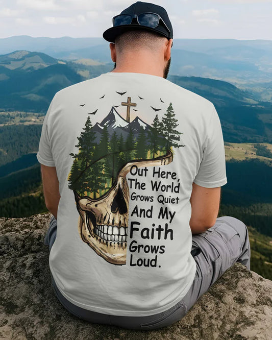 BlueJose Out Here The World Grows Quiet Personalized Hiking 3D Shirt - Grey