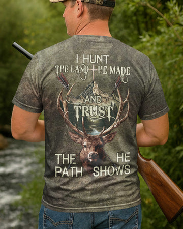 BlueJose I Hunt The Land Shirt, Personalized Hunting 3D Shirt