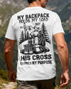 BlueJose My Backpack Holds My Load But His Cross Carries My Purpose Personalized Hiking 3D Shirt