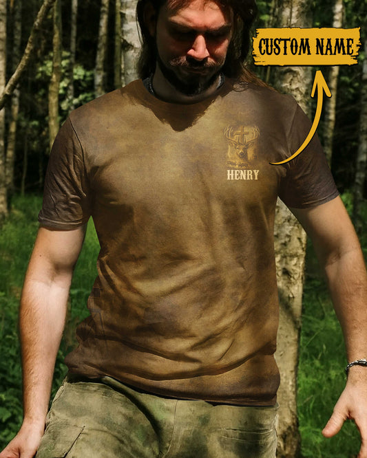 BlueJose I've Got Hunting In My Veins And Jesus In My Heart Custom Name Shirt, Personalized Hunting 3D Shirt