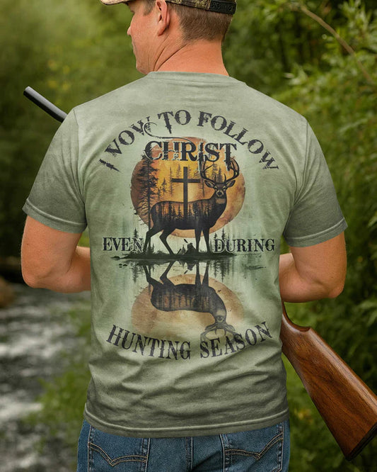 BlueJose I Vow To Follow Christ Shirt, Personalized Hunting 3D Shirt - Green