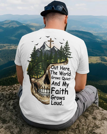 BlueJose Out Here The World Grows Quiet Personalized Hiking 3D Shirt - White