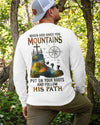 BlueJose When God Gives You Mountains Personalized Hiking Shirt - White