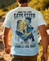 BlueJose When The Climb Gets Steep His Cross Lights The Way Personalized Hiking 3D Shirt