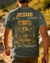 BlueJose Jesus Is My Savior Hiking Is My Therapy Personalized Hiking 3D Shirt - Green