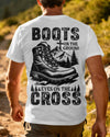 BlueJose Boots On The Ground Eyes On The Cross Personalized Hiking 3D Shirt