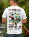 BlueJose Hunting The Quiet Fishing The Calm Shirt, Personalized Hunting 3D Shirt - White