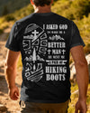 BlueJose I Asked God To Make Me A Better Man He Sent Me A Pair Of Hiking Boots Personalized Hiking 3D Shirt - Black