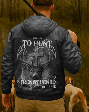 BlueJose Born To Hunt Strengthened By Grace Shirt, Personalized Hunting 3D Shirt