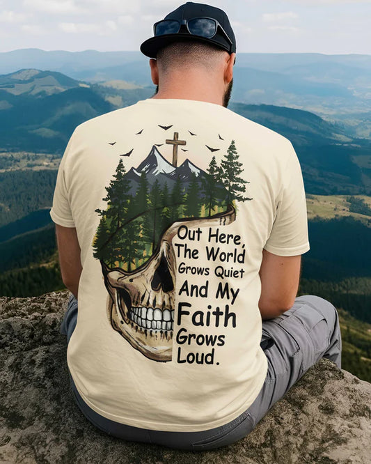 BlueJose Out Here The World Grows Quiet Personalized Hiking 3D Shirt - Beige