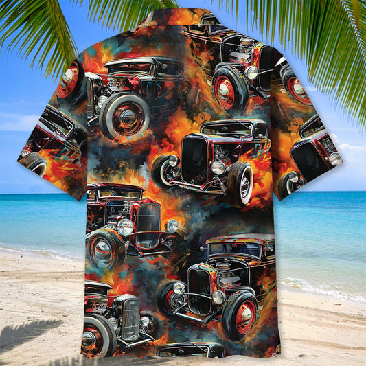 Bluejose Vintage Hot Rod Art Hawaiian Shirt