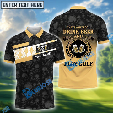 BlueJose I Drink Beer And Play Golf Funny Golf Shirt, Custom Name & Team Name 3D Shirts