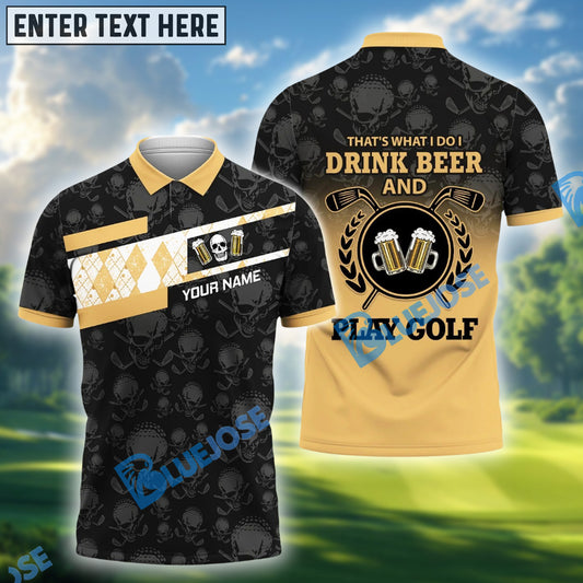 BlueJose I Drink Beer And Play Golf Funny Golf Shirt, Custom Name & Team Name 3D Shirts