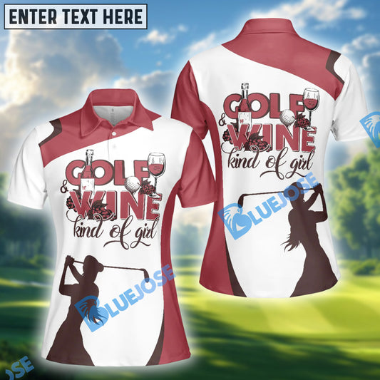 BlueJose Golf And Wine Kind Of Girl Golf Shirt, Golf Shirts For Ladies