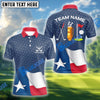 BlueJose Golf Texas Flag Polo Shirt, Custom Name & Team Name 3D Shirts
