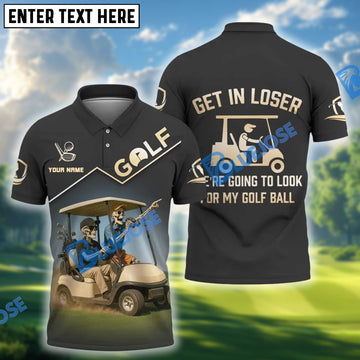 BlueJose Funny Skeleton Golf Polo Shirt, Custom Name & Team Name 3D Shirts