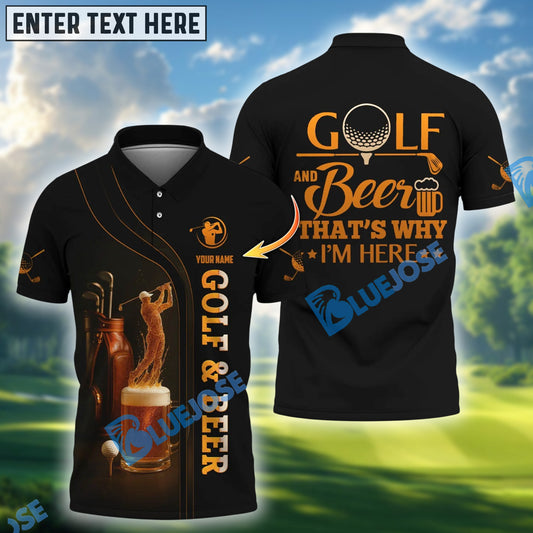 BlueJose Funny Beer Golf Shirt, Custom Name & Team Name 3D Shirts