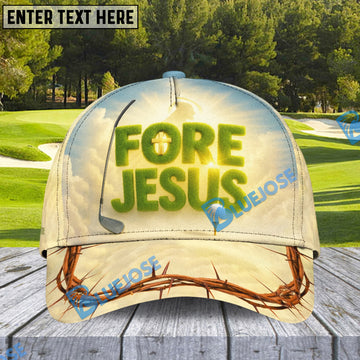 BlueJose FORE JESUS Golf Cap, Personalized Name Pattern 3D Classic Cap