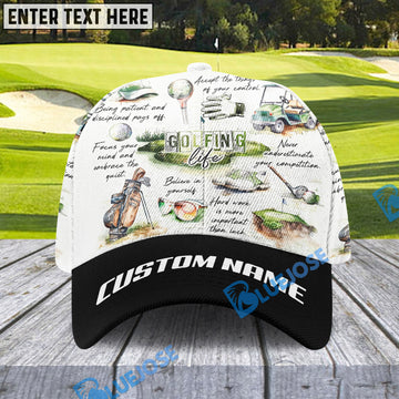 BlueJose Golfing Life Golf Cap, Personalized Name Pattern 3D Classic Cap