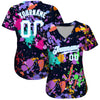BlueJose Custom Splashes Graffiti Pattern White-Light Blue 3D Authentic Baseball Jersey