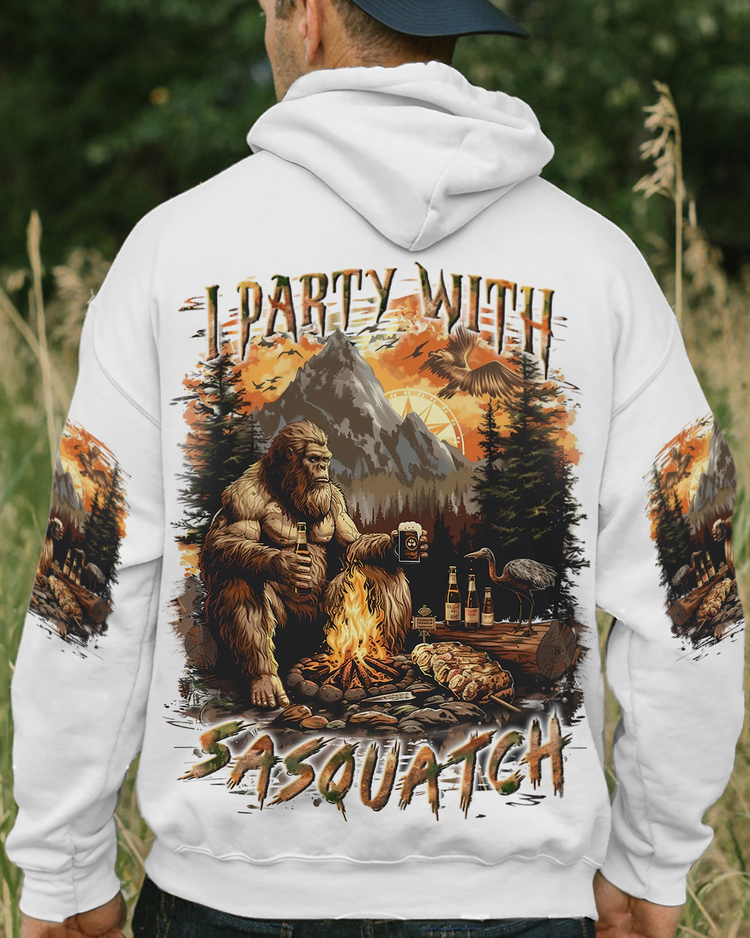  I PARTY WITH SASQUATCH BIGFOOT ALL OVER PRINT - TLLN1111243
