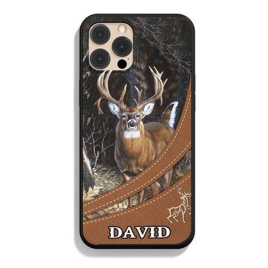 BlueJose Deer Hunting Forest Pattern Personalized Name Phone Case