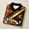 BlueJose Bowling And Pins Royal Fireball Gold Stripe Dab Design Customized Name, Team Name 3D Shirt (4 Colors)