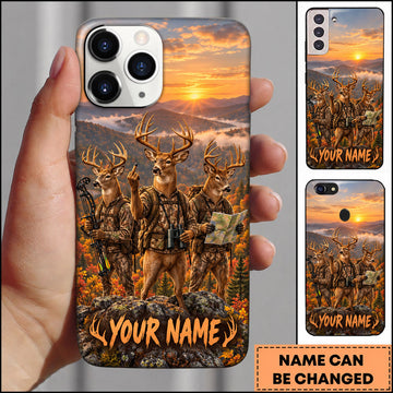 BlueJose Deer Hunting Group Sunset Mountain Wilderness Personalized Name 3D Phone Case