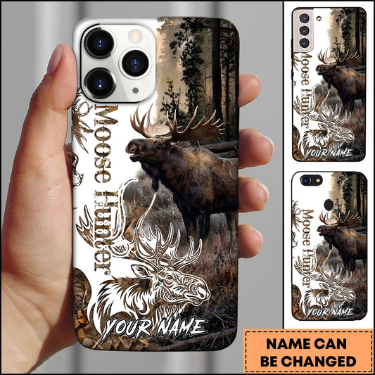 BlueJose Moose Hunting Forest Wildlife Antler Artwork Multiple Options Personalized Name Phonecase