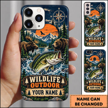 BlueJose Bass Fishing Mountain Lake Splash Adventure Personalized Name 3D Phone Case