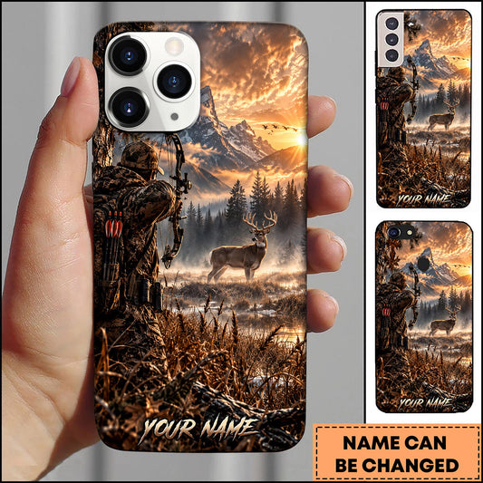 BlueJose Hunting Mountain Lake Hunter Wilderness Personalized Name 3D Phone Case (3 animals)