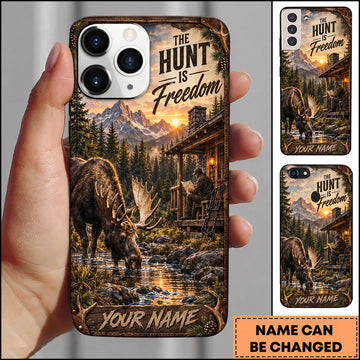 BlueJose Hunting Freedom Cabin River Wilderness Scene Personalized Name 3D Phone Case