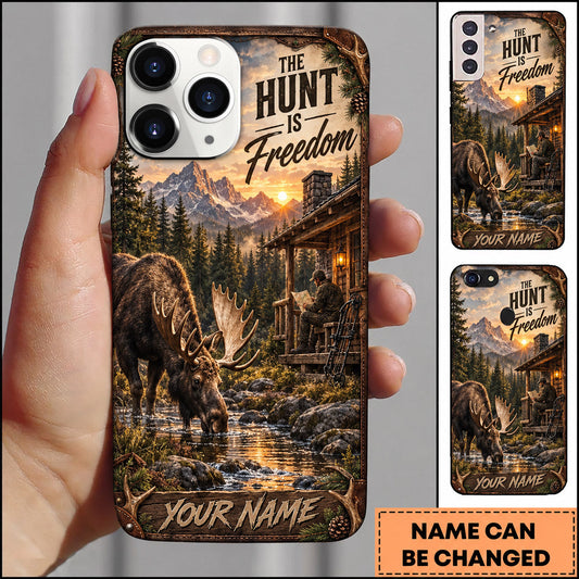 BlueJose Hunting Freedom Cabin River Wilderness Scene Personalized Name 3D Phone Case