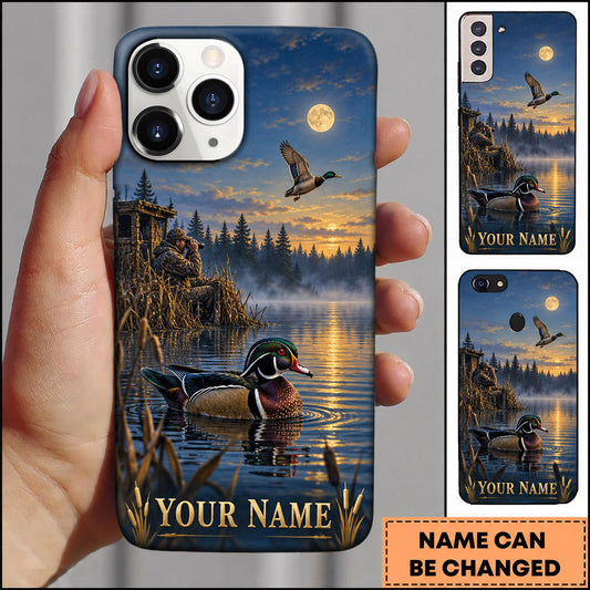 BlueJose Wood Duck Hunting Moonlit Lake Wilderness Personalized Name 3D Phone Case