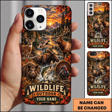 BlueJose Wildlife Outdoor Hunting Deer Turkey Bass Autumn Forest Personalized Name 3D Phone Case
